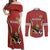 Custom Bulgaria Football Couples Matching Off Shoulder Maxi Dress and Long Sleeve Button Shirt The Lions Come Champions Red Version