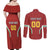 Custom Bulgaria Football Couples Matching Off Shoulder Maxi Dress and Long Sleeve Button Shirt The Lions Come Champions Red Version