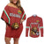 Custom Bulgaria Football Couples Matching Off Shoulder Short Dress and Long Sleeve Button Shirt The Lions Come Champions Red Version