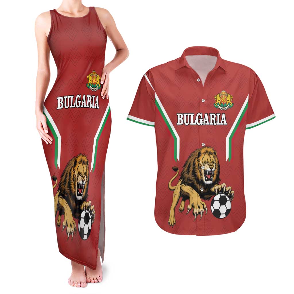 Custom Bulgaria Football Couples Matching Tank Maxi Dress and Hawaiian Shirt The Lions Come Champions Red Version