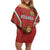 Custom Bulgaria Football Family Matching Off Shoulder Short Dress and Hawaiian Shirt The Lions Come Champions Red Version