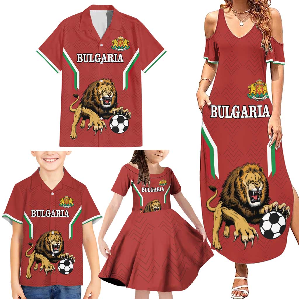 Custom Bulgaria Football Family Matching Summer Maxi Dress and Hawaiian Shirt The Lions Come Champions Red Version