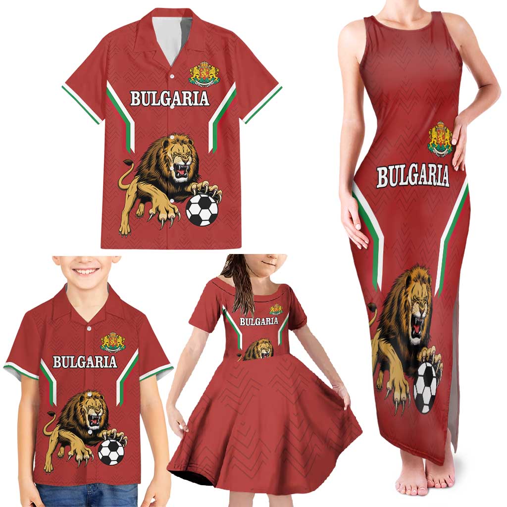 Custom Bulgaria Football Family Matching Tank Maxi Dress and Hawaiian Shirt The Lions Come Champions Red Version