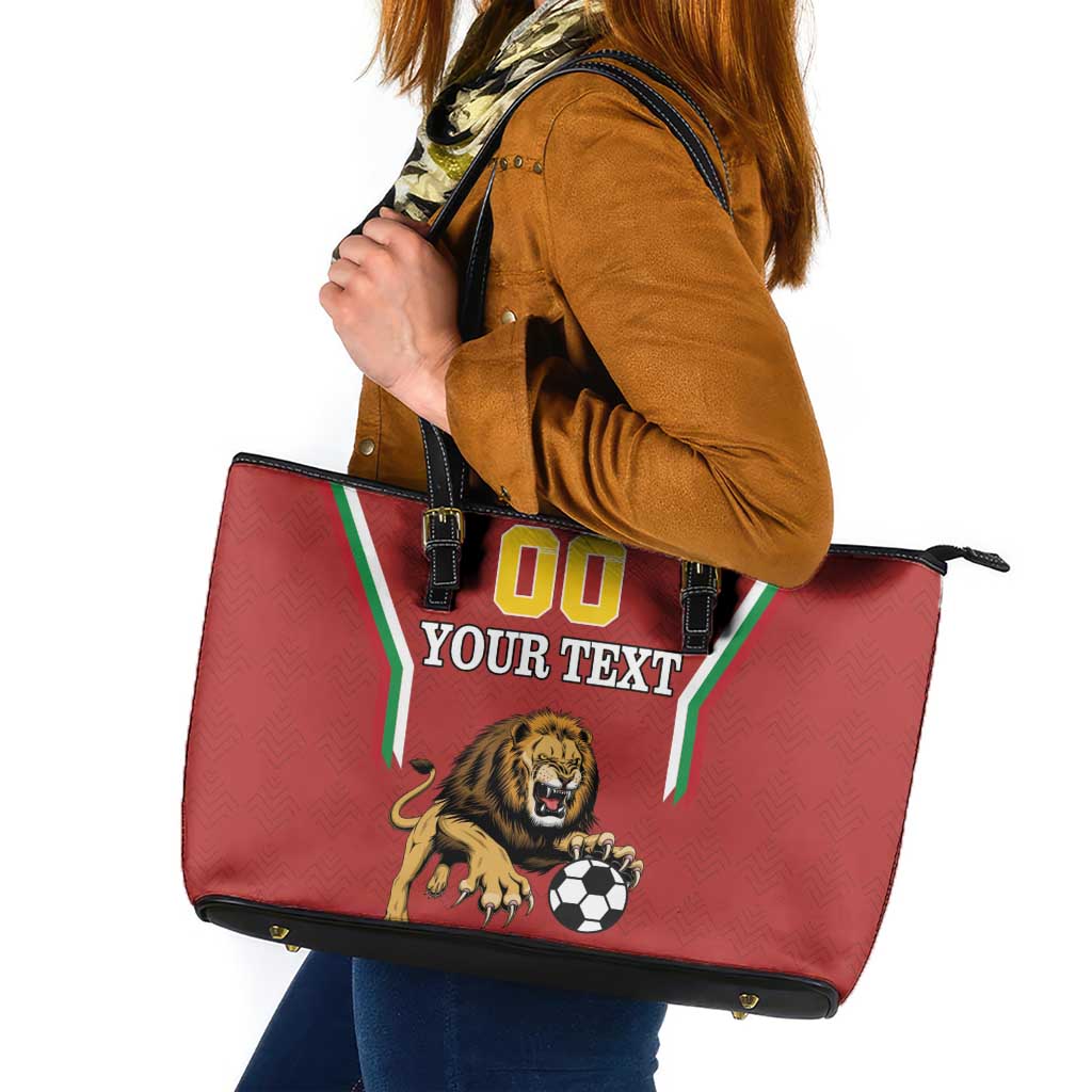 Custom Bulgaria Football Leather Tote Bag The Lions Come Champions Red Version