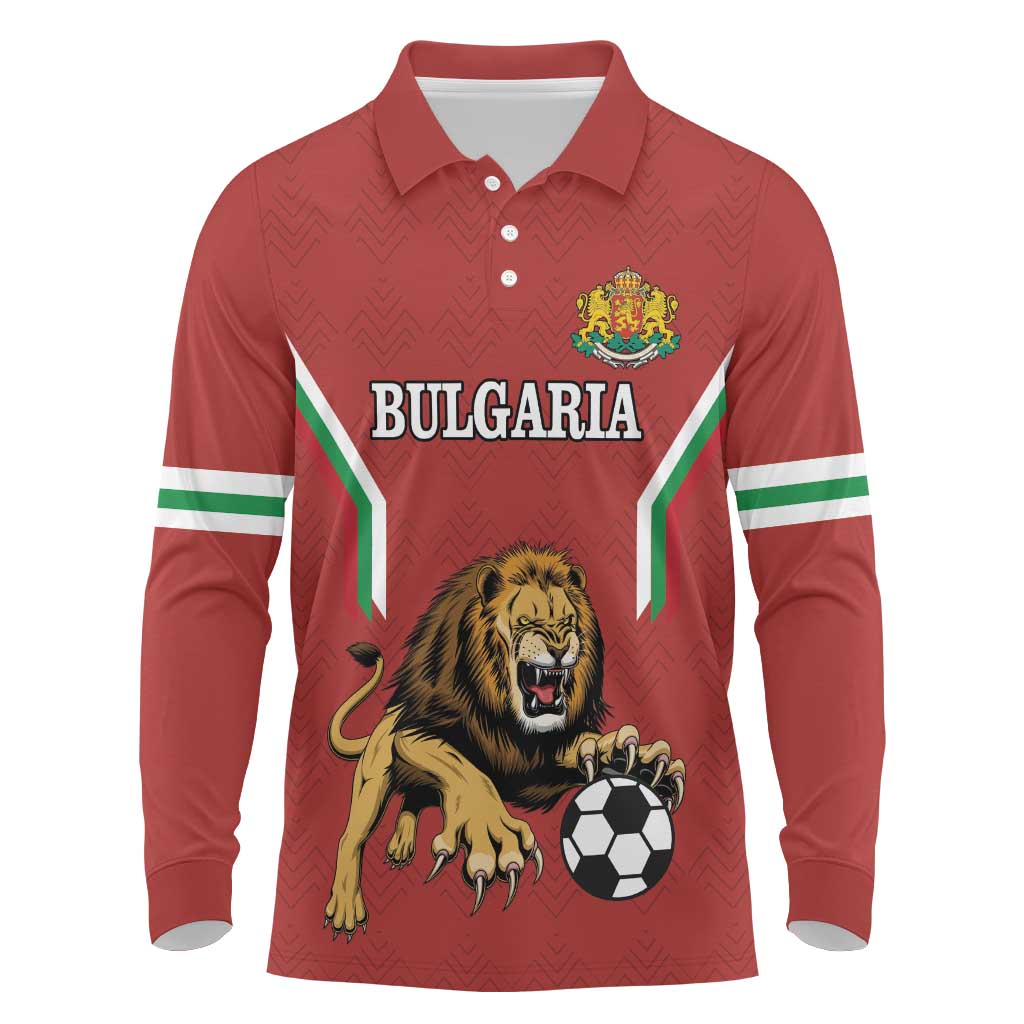 Custom Bulgaria Football Long Sleeve Polo Shirt The Lions Come Champions Red Version