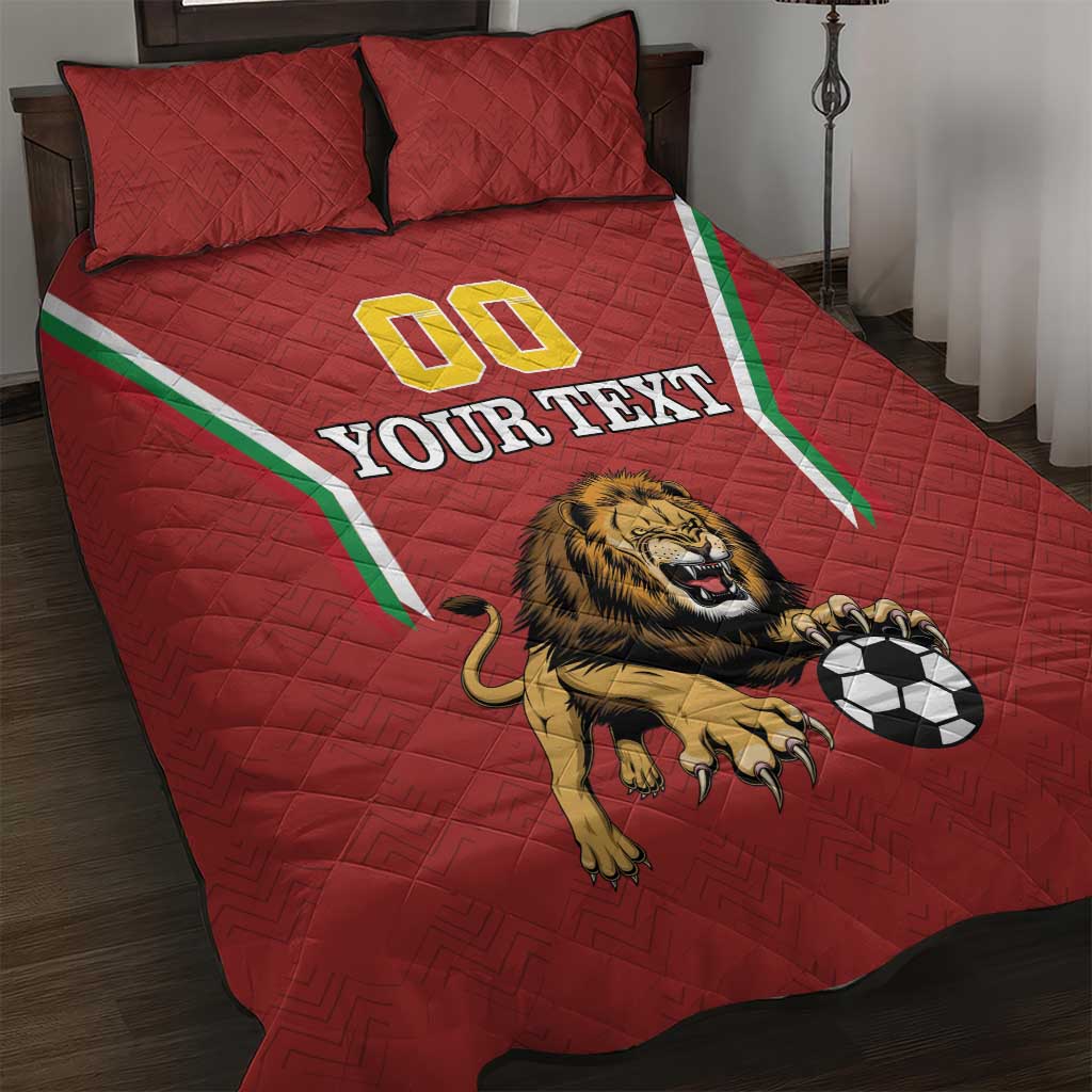 Custom Bulgaria Football Quilt Bed Set The Lions Come Champions Red Version - Wonder Print Shop