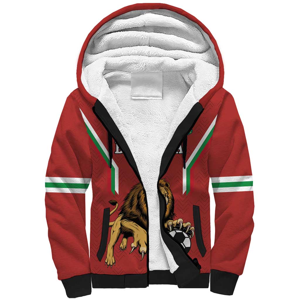 Custom Bulgaria Football Sherpa Hoodie The Lions Come Champions Red Version - Wonder Print Shop