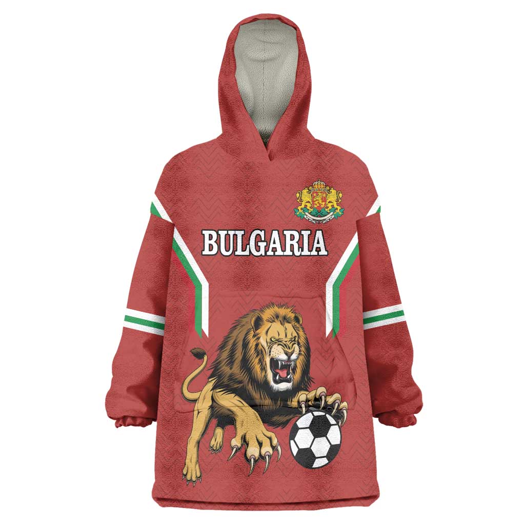 Custom Bulgaria Football Wearable Blanket Hoodie The Lions Come Champions Red Version - Wonder Print Shop