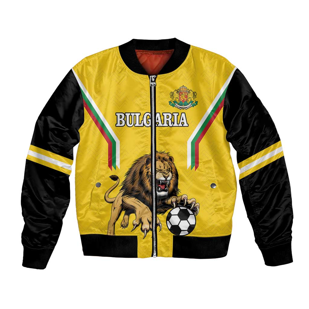 Custom Bulgaria Football Bomber Jacket The Lions Come Champions Yellow Version