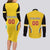 Custom Bulgaria Football Couples Matching Long Sleeve Bodycon Dress and Long Sleeve Button Shirt The Lions Come Champions Yellow Version