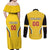 Custom Bulgaria Football Couples Matching Off Shoulder Maxi Dress and Long Sleeve Button Shirt The Lions Come Champions Yellow Version