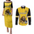 Custom Bulgaria Football Couples Matching Puletasi and Long Sleeve Button Shirt The Lions Come Champions Yellow Version