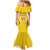 Custom Bulgaria Football Family Matching Mermaid Dress and Hawaiian Shirt The Lions Come Champions Yellow Version