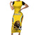 Custom Bulgaria Football Family Matching Short Sleeve Bodycon Dress and Hawaiian Shirt The Lions Come Champions Yellow Version