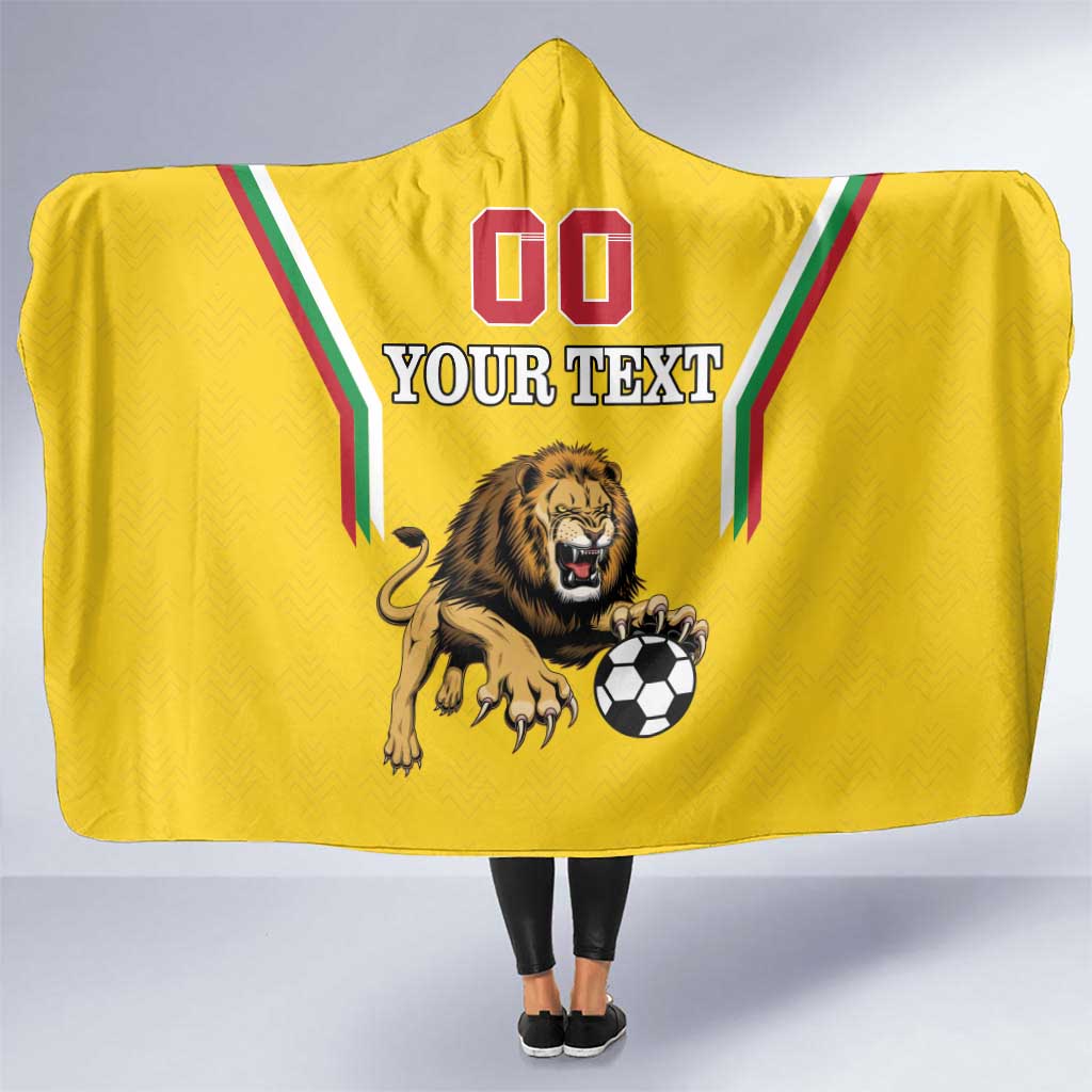 Custom Bulgaria Football Hooded Blanket The Lions Come Champions Yellow Version