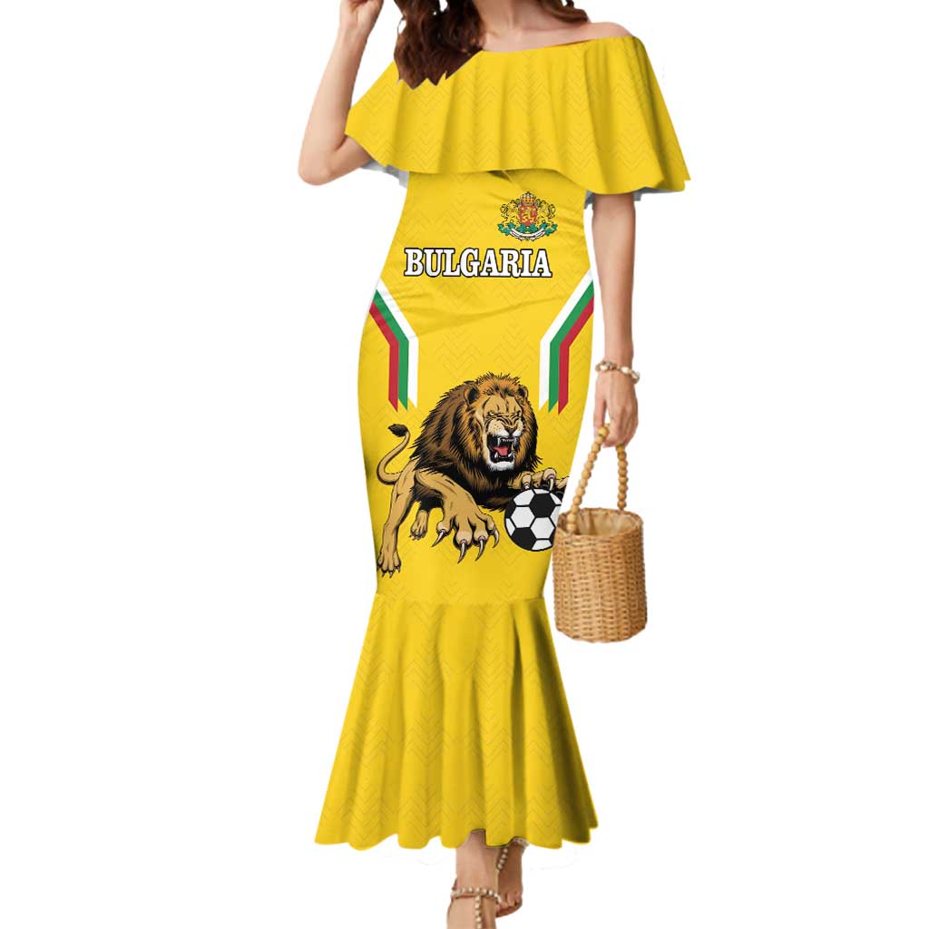 Custom Bulgaria Football Mermaid Dress The Lions Come Champions Yellow Version