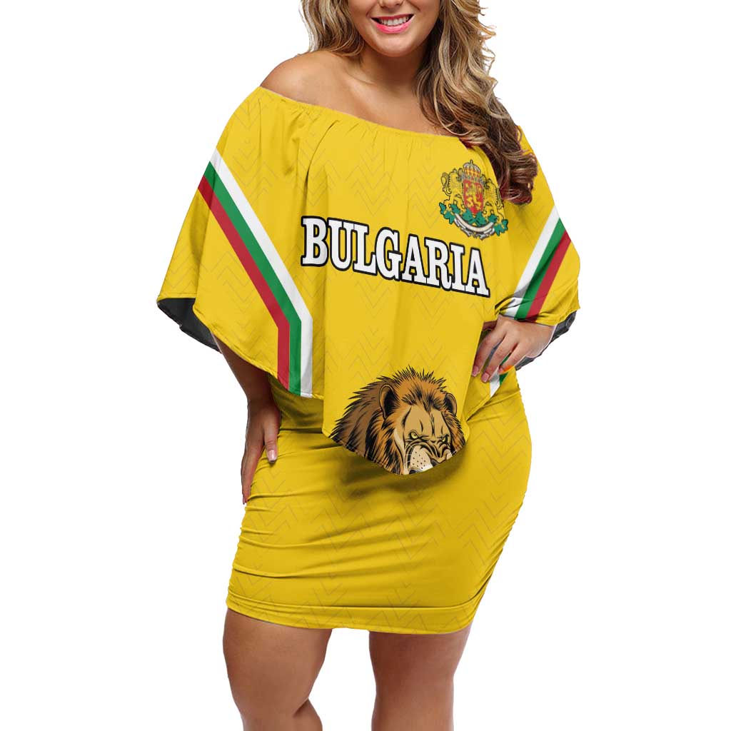 Custom Bulgaria Football Off Shoulder Short Dress The Lions Come Champions Yellow Version