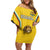 Custom Bulgaria Football Off Shoulder Short Dress The Lions Come Champions Yellow Version