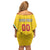 Custom Bulgaria Football Off Shoulder Short Dress The Lions Come Champions Yellow Version