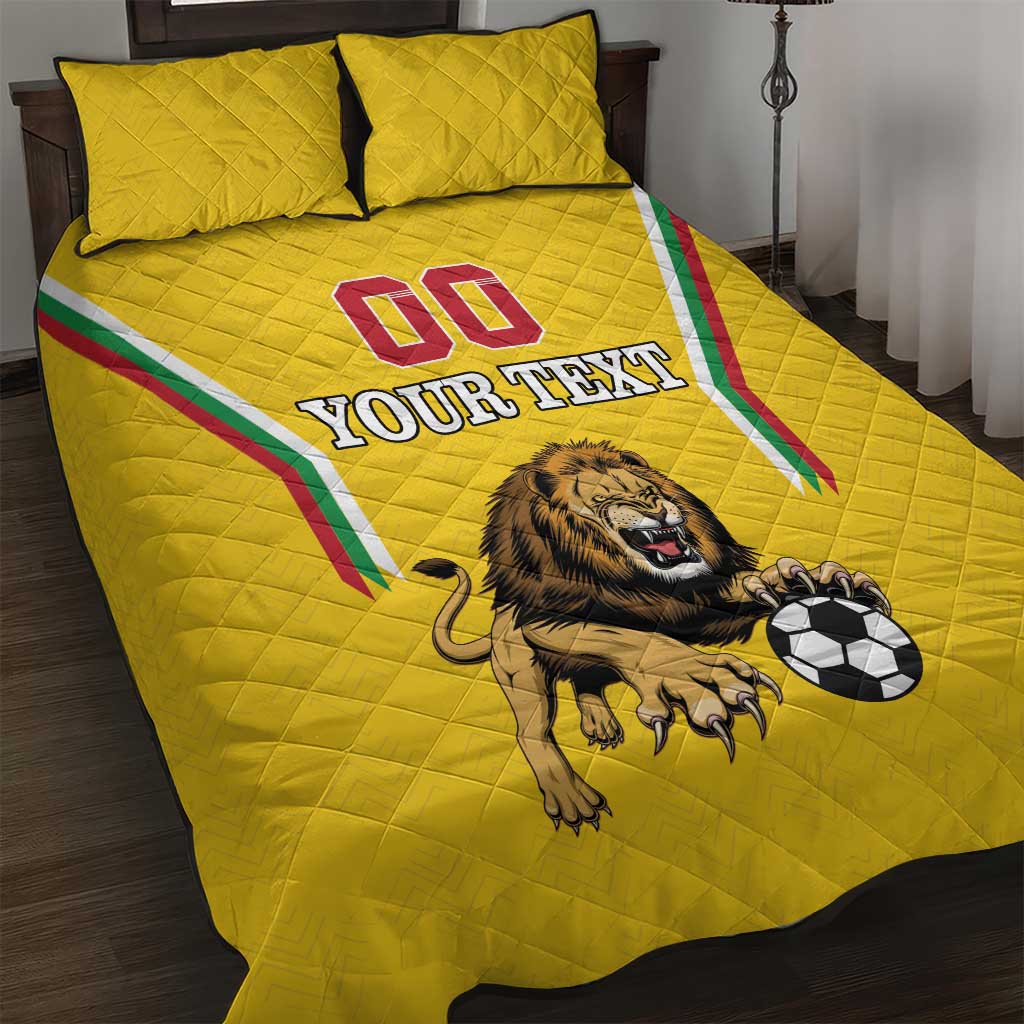 Custom Bulgaria Football Quilt Bed Set The Lions Come Champions Yellow Version - Wonder Print Shop