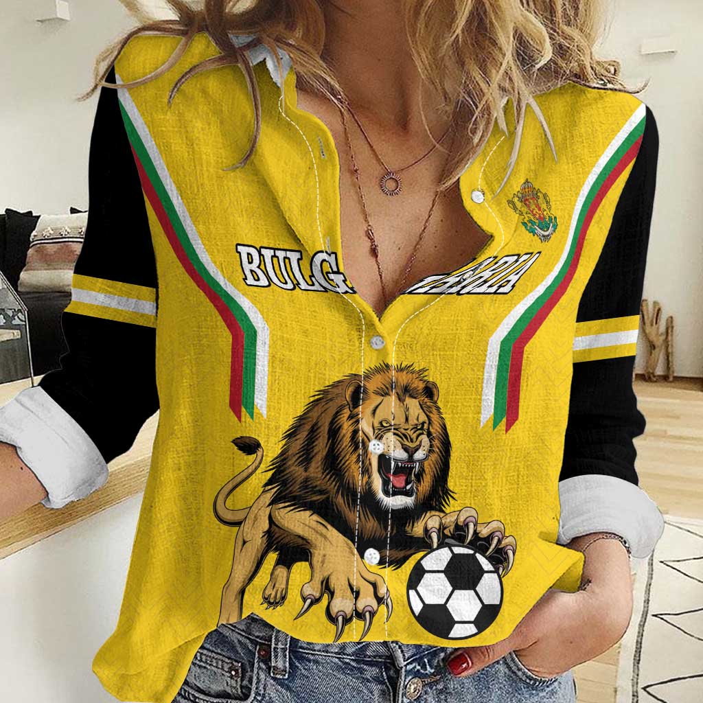 Custom Bulgaria Football Women Casual Shirt The Lions Come Champions Yellow Version - Wonder Print Shop