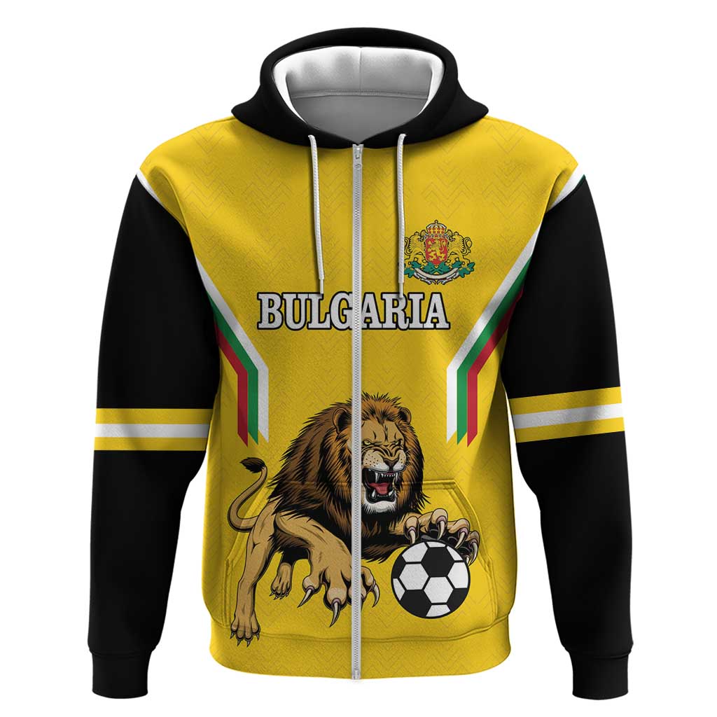 Custom Bulgaria Football Zip Hoodie The Lions Come Champions Yellow Version - Wonder Print Shop