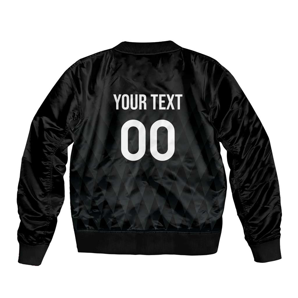 Black satin bomber jacket back print with YOUR TEXT and large 00