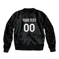Black satin bomber jacket back print with YOUR TEXT and large 00