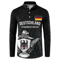 Black rugby button sweatshirt with Deutschland Schwarze Adler front graphic