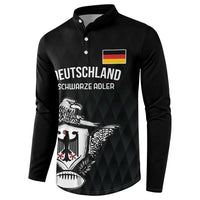 Black rugby button sweatshirt with Deutschland crest graphic on front