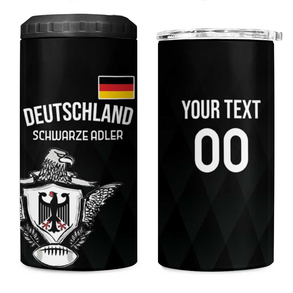 Custom Germany Rugby 4 in 1 Can Cooler Tumbler Black Eagles Special Style