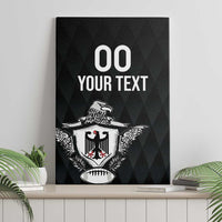 Black canvas wall art with eagle crest emblem and large '00 YOUR TEXT' lettering