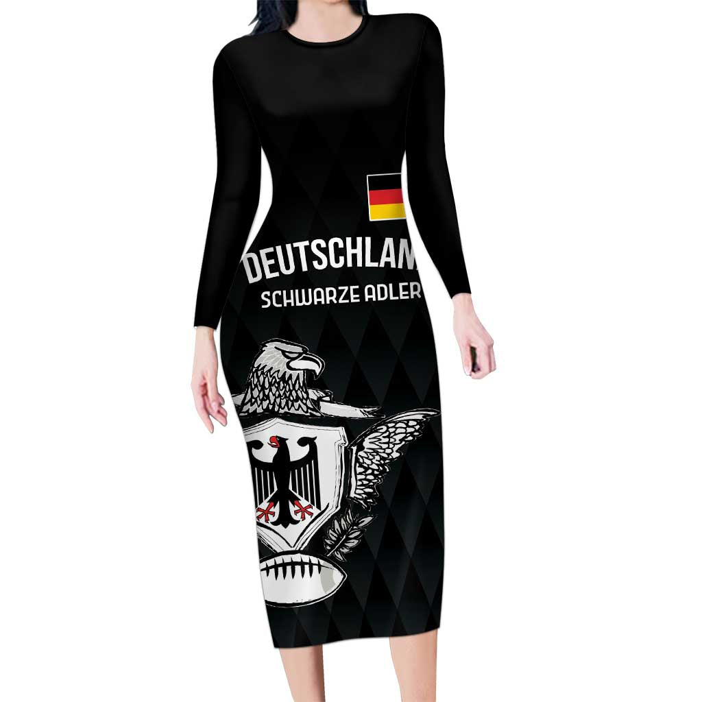 Custom Germany Rugby Long Sleeve Bodycon Dress Black Eagles Special Style