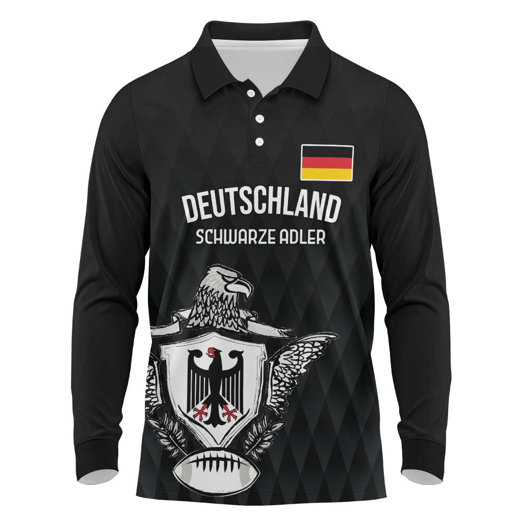 Custom Germany Rugby Long Sleeve Polo Shirt Black Eagles Special Style