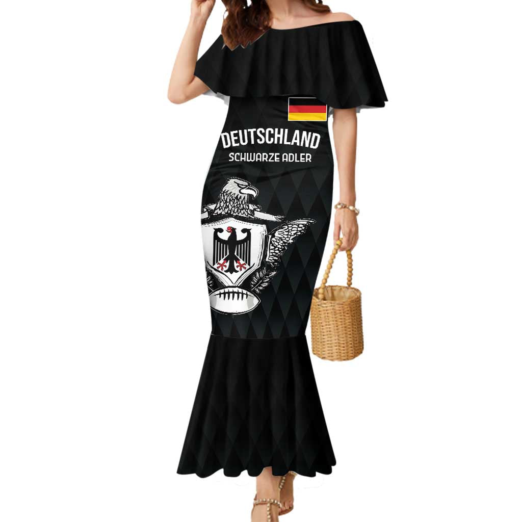 Custom Germany Rugby Mermaid Dress Black Eagles Special Style