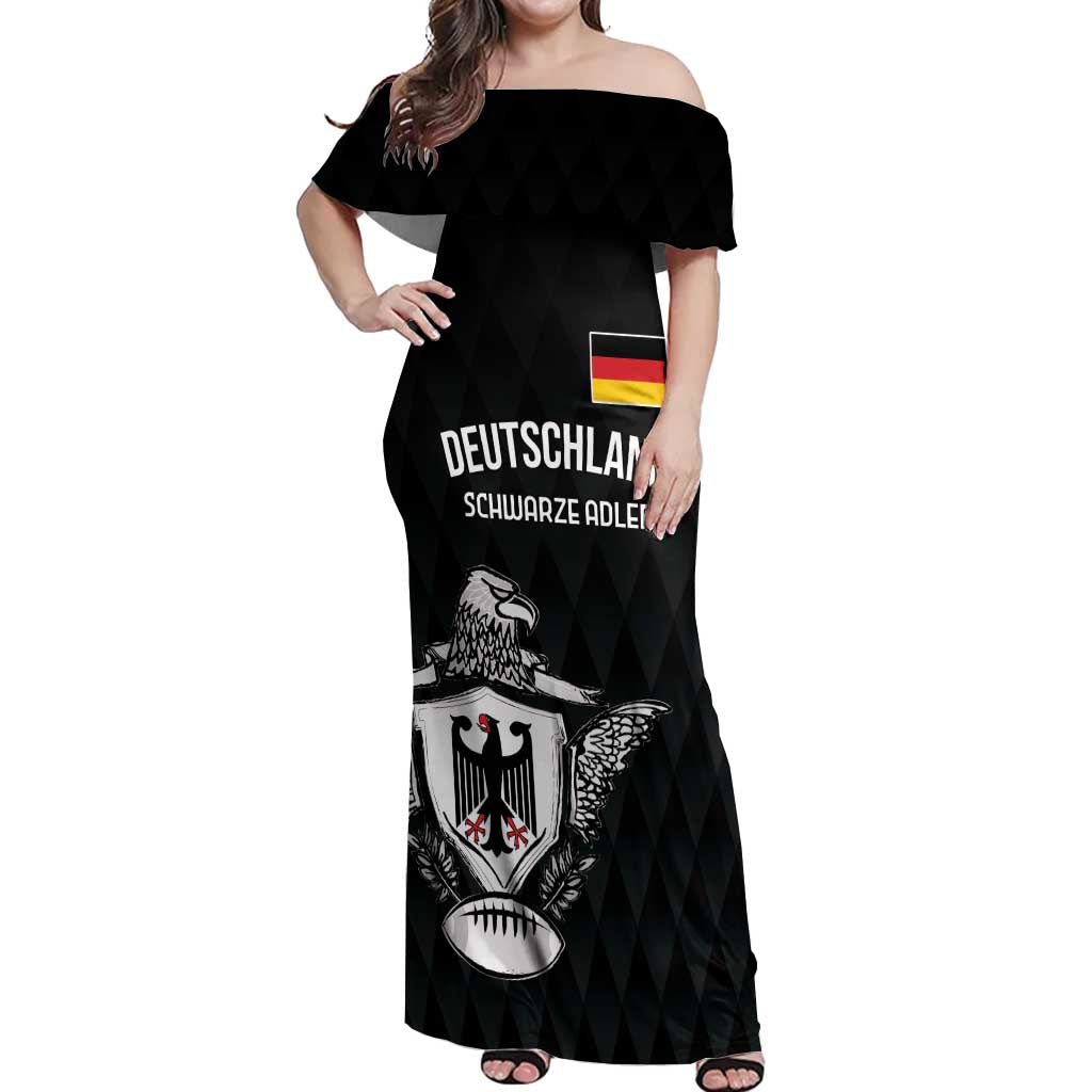 Custom Germany Rugby Off Shoulder Maxi Dress Black Eagles Special Style