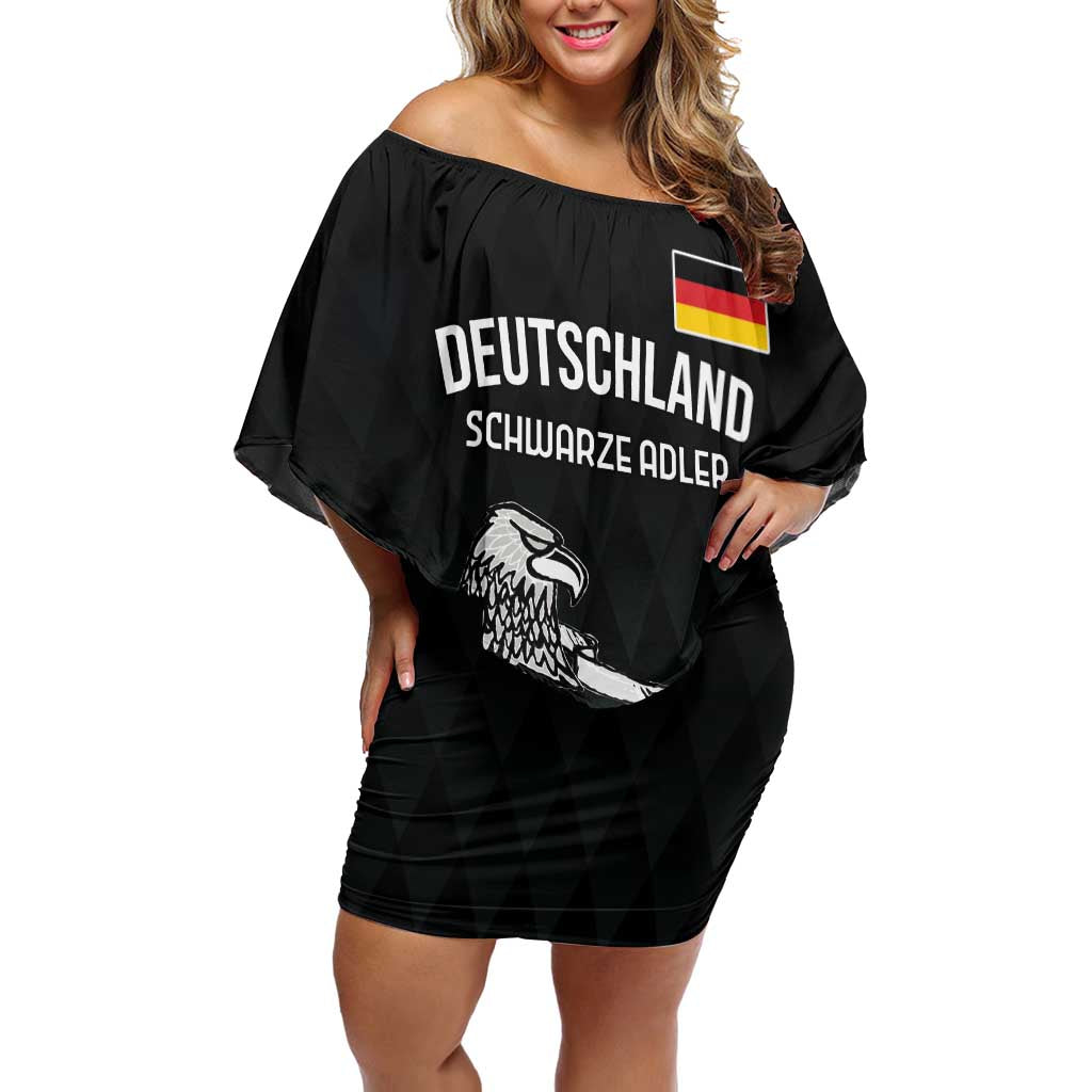 Custom Germany Rugby Off Shoulder Short Dress Black Eagles Special Style