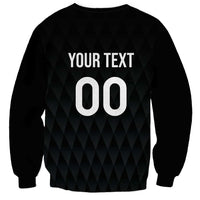 Black rugby sweatshirt back with large YOUR TEXT and number 00