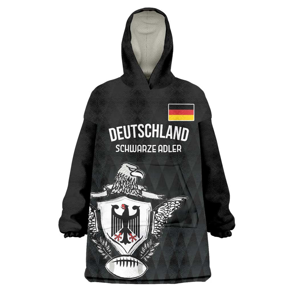 Custom Germany Rugby Wearable Blanket Hoodie Black Eagles Special Style