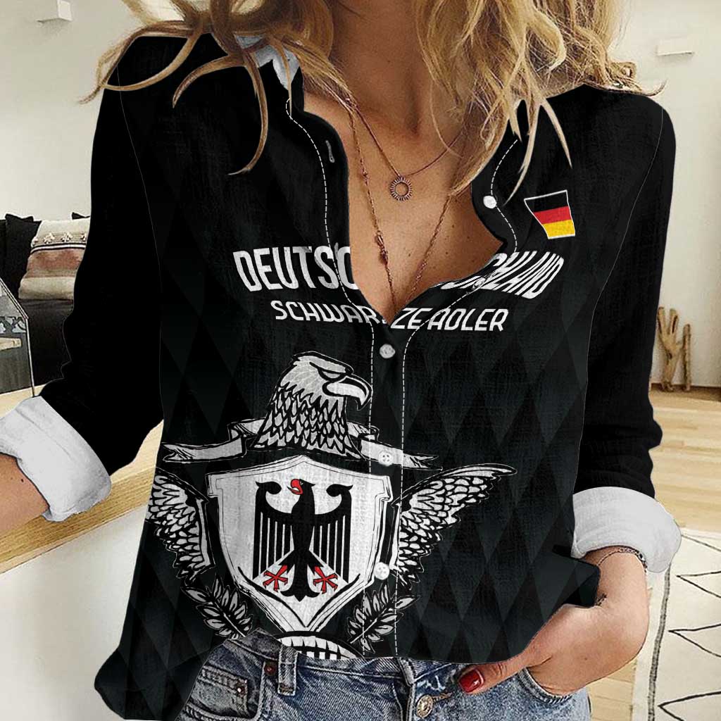 Custom Germany Rugby Women Casual Shirt Black Eagles Special Style