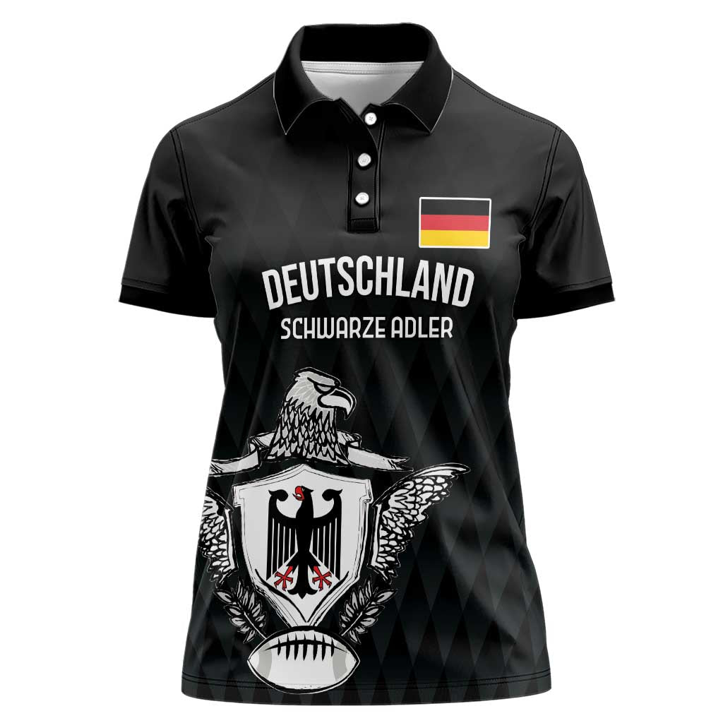 Custom Germany Rugby Women Polo Shirt Black Eagles Special Style