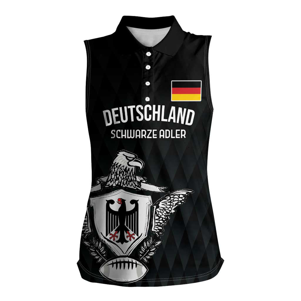 Custom Germany Rugby Women Sleeveless Polo Shirt Black Eagles Special Style