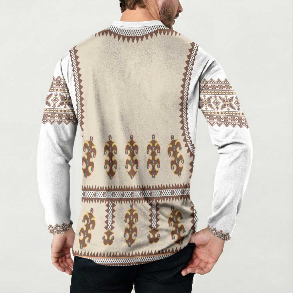 Hutsul Keptar Ukraine Button Sweatshirt Carpathian Folk Embroidery Heritage Style - Wonder Print Shop