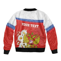 Personalized Russia Bomber Jacket Coat Of Arms With Chamomile Flower