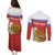 Personalized Russia Couples Matching Puletasi and Long Sleeve Button Shirt Coat Of Arms With Chamomile Flower