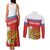 Personalized Russia Couples Matching Tank Maxi Dress and Long Sleeve Button Shirt Coat Of Arms With Chamomile Flower