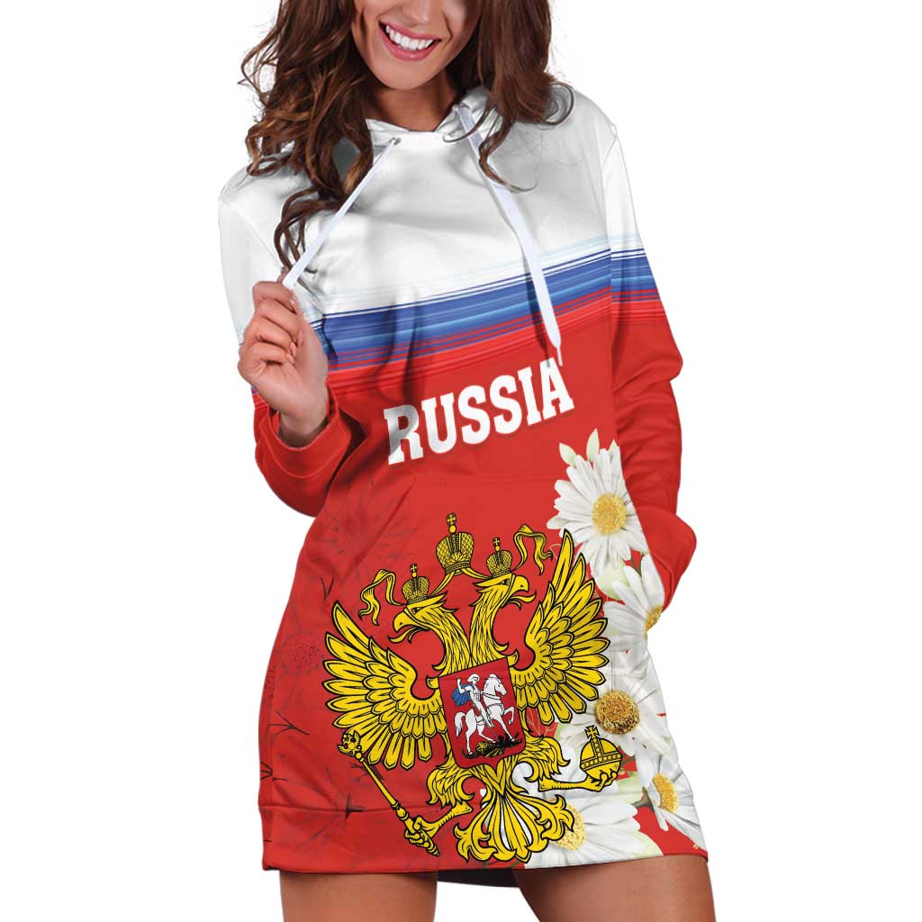 Personalized Russia Hoodie Dress Coat Of Arms With Chamomile Flower