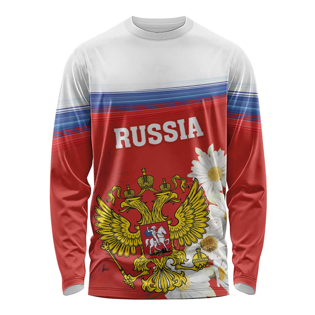 Personalized Russia Long Sleeve Shirt Coat Of Arms With Chamomile Flower