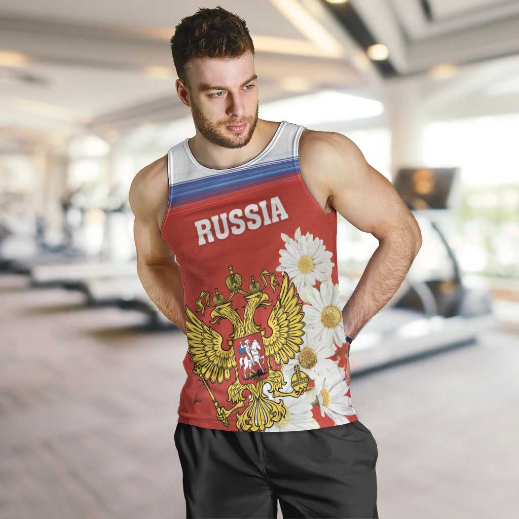 Personalized Russia Men Tank Top Coat Of Arms With Chamomile Flower