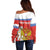 Personalized Russia Off Shoulder Sweater Coat Of Arms With Chamomile Flower